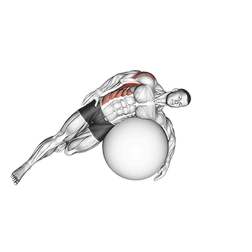 exercise ball lying side lat stretch