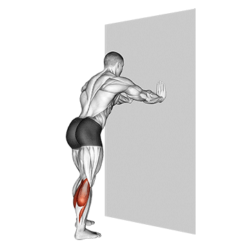 calf stretch with hands against wall