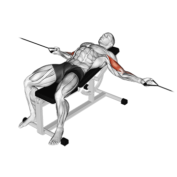 cable two arm curl on incline bench